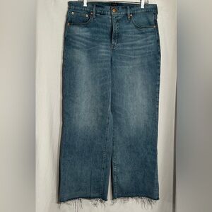 Women's Wide Leg Crop Blue Denim Jeans